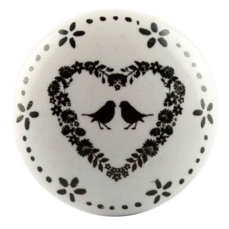 Birds In Heart Ceramic Flat Knobs